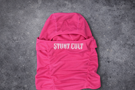 Pink mask (white letters)